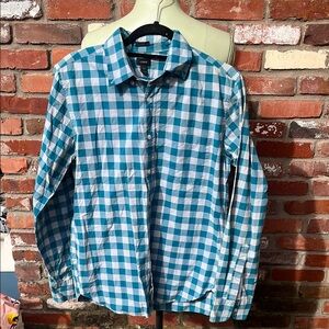 J. Crew Teal Checkered Slim Men's Button Down size M